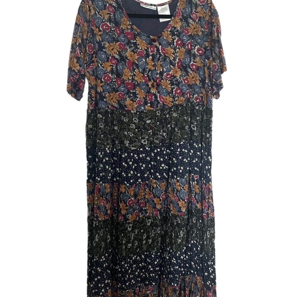 LaCera Comfortwear Coastal granny Boho mix media maxi beach dress Y2K